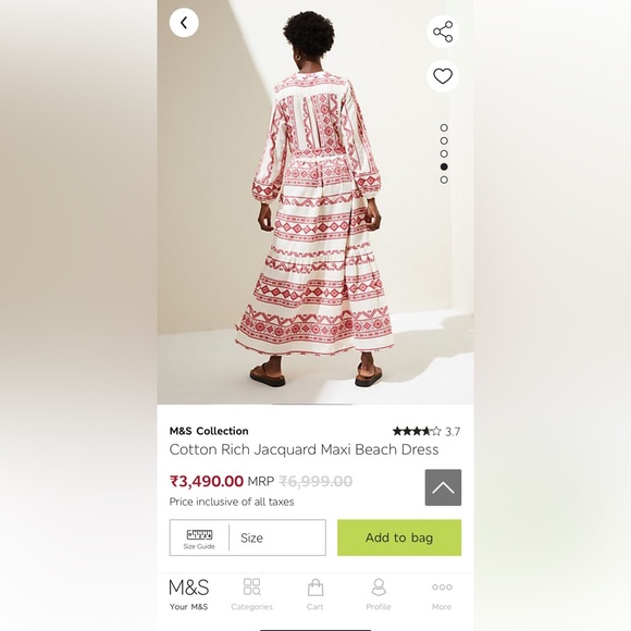 Marks & Spencer Cotton Rich Jacquard Maxi Dress (Size: UK 8 - UK 10) - Picture 7 of 8